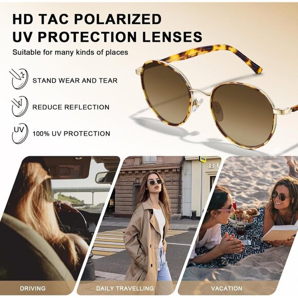Women’s Polarized Sunglasses Acetate Metal Frame UV Protection Driving main image 7